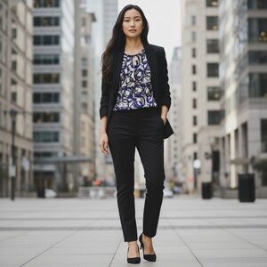 Kasper Tank Layering Blue/Black/Wht/Gold Abstract Women’s Small Office Workwear